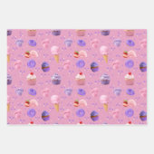 Schattige Pastel Roze Paarse Cupcake Donut Pattern Inpakpapier Vel (Voorkant 2)