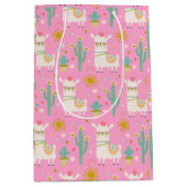 Schattige Pastel Roze Party Llama Kinder Gift Medium Cadeauzakje (Voorkant)
