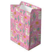 Schattige Pastel Roze Party Llama Kinder Gift Medium Cadeauzakje (Achterkant Gekanteld)