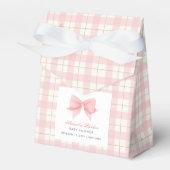 Schattige Pastel Roze Plaid Gingham Bow Baby showe Bedankdoosjes (Voorkant Zijde)