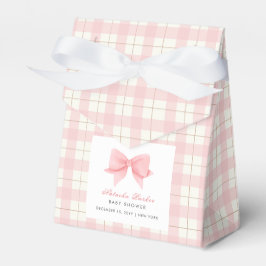 Schattige Pastel Roze Plaid Gingham Bow Baby showe Bedankdoosjes