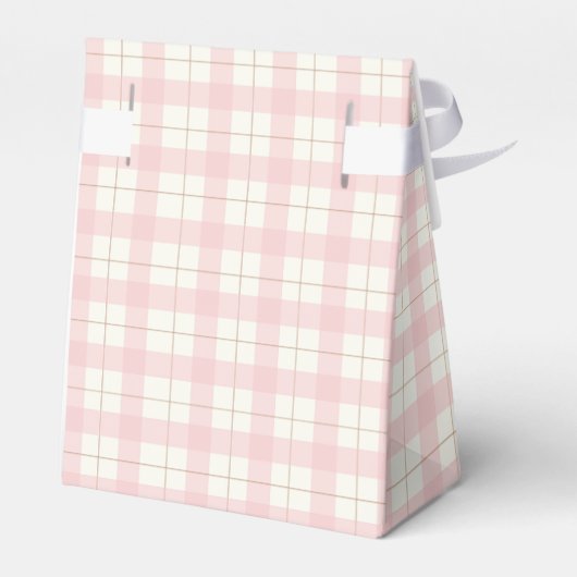 Schattige Pastel Roze Plaid Gingham Bow Baby showe Bedankdoosjes (Achterkant)