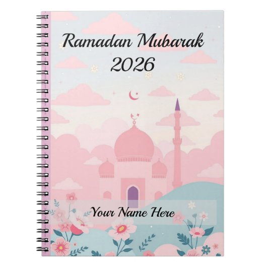 Schattige Pastel Roze Ramadan Notitieboek (Voorkant)