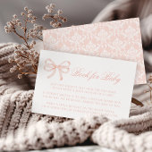 Schattige pastel roze strik boek voor baby meisje  informatiekaartje