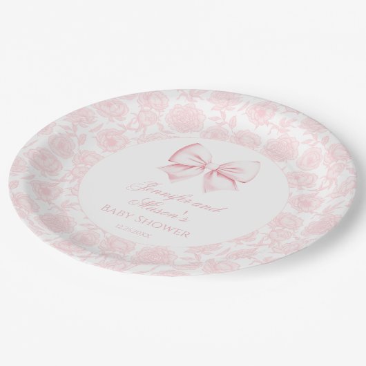 Schattige pastel roze strik bohemian baby meisje d papieren bordje (Gekanteld)