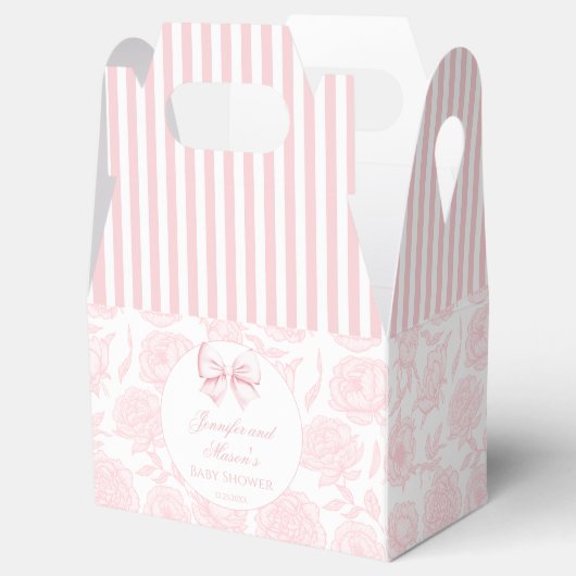 Schattige pastel roze strik lint baby meisje douch bedankdoosjes (Geopend)