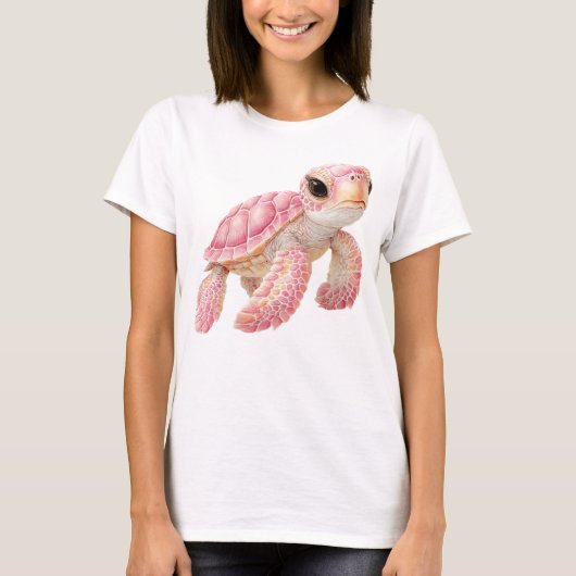 SCHATTIGE PASTEL ROZE ZEE SCHILDPAD T-SHIRT (Voorkant)