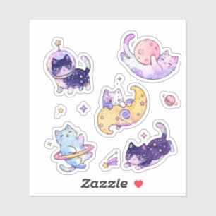 Schattige Pastel Ruimte Sterrenstelsel Katten Heme Sticker