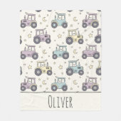 Schattige Pastel Slaap Tractor Fleece Deken (Voorkant)