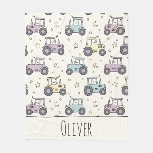 Schattige Pastel Slaap Tractor Fleece Deken (Voorkant)