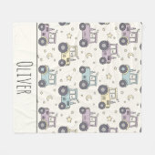 Schattige Pastel Slaap Tractor Fleece Deken (Voorkant (Horizontaal))
