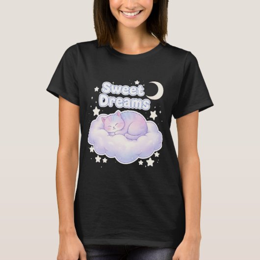Schattige Pastel Slapende Kitty Kawaii  T-shirt (Voorkant)