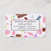 Schattige pastel snoep lief illustratiepatroon visitekaartje (Achterkant)