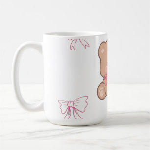 Schattige Pastel Teddybeer Roze Strik Droom Esthet Koffiemok