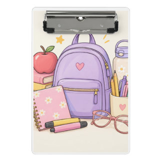 Schattige Pastel Terug Naar School Schoolbenodigdh Mini Klembord