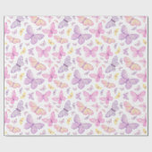 Schattige Pastel Vliegende Vlinders Cadeaupapier (Vlak)