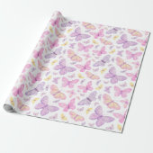 Schattige Pastel Vliegende Vlinders Cadeaupapier (Uitgerold)