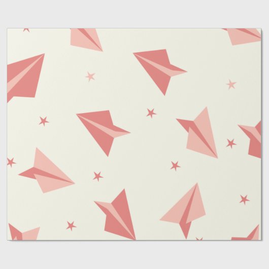 Schattige pastel vliegtuigpatroon cadeaupapier (Vlak)