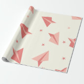Schattige pastel vliegtuigpatroon cadeaupapier (Uitgerold)