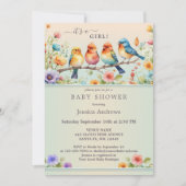Schattige Pastel Vogels Waterverf Bloemen Baby sho Kaart (Voorkant)