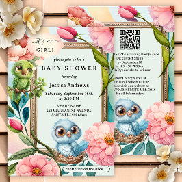 Schattige Pastel Vogels Waterverf Bloemen Baby sho Kaart