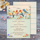 Schattige Pastel Vogels Waterverf Bloemen Baby sho Kaart