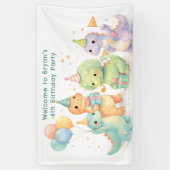 Schattige Pastel Waterverf Dinosaurussen Verjaarda Spandoek (Verticaal)