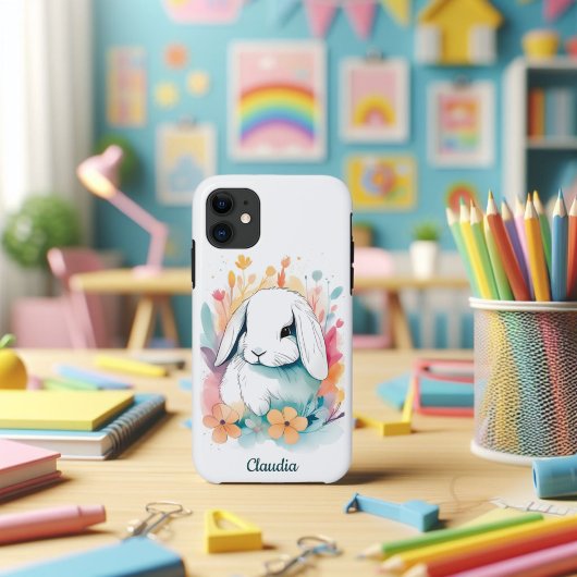 Schattige Pastel Waterverf Lop Ear Bunny Rabbit Case-Mate iPhone Case