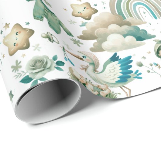 Schattige pastel Waterverf Mint Groen Baby Nieuw g Cadeaupapier (Rol Hoek)