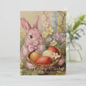 Schattige pastel waterverf paashaas eieren feestdagenkaart (Staand voorkant)