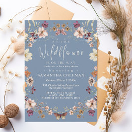 Schattige Pastel Wildflower Periwinkle Baby shower Kaart
