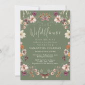 Schattige Pastel Wildflower Sage Groen Baby shower Kaart (Voorkant)