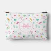 Schattige Pastel Wit Roze Bloempatroon Monogram Etui (Voorkant)