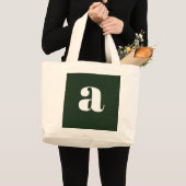 Schattige Pastel Witte Groene Monogram Grote Tote Bag (Voorkant (product))
