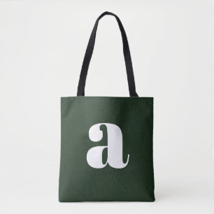 Schattige Pastel Witte Groene Monogram Retro Lette Tote Bag