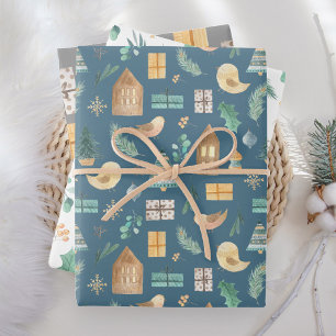 Schattige Pastel Zachte Scandinavische Kerst Inpakpapier Vel