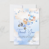 Schattige pastelblauw bruin Baby Beer op het vlieg Bedankkaart (Voorkant)