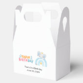 Schattige pastelblauw Happy Birthday Elephant Favo Bedankdoosjes (Geopend)