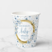 Schattige pastelblauwe bloemen gouden boho papiere papieren bekers (Voorkant)