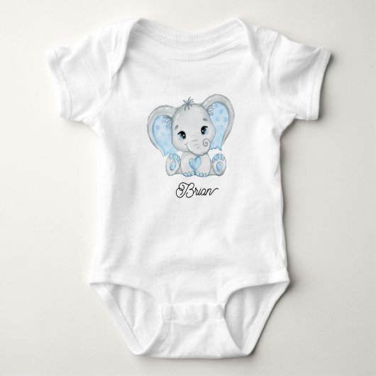 Schattige Pastelblauwe Olifant Jongens Romper (Voorkant)