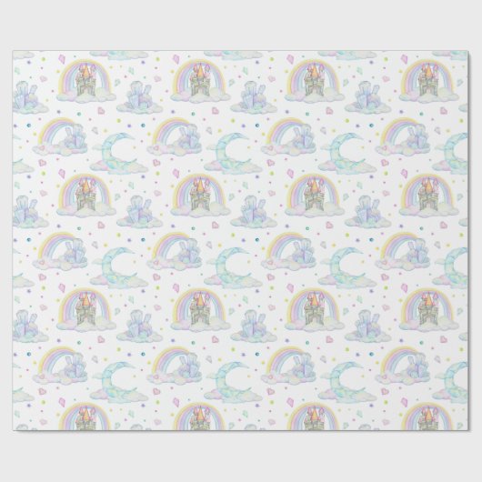 Schattige pasteldiamantkasteel en bewolking cadeaupapier (Vlak)