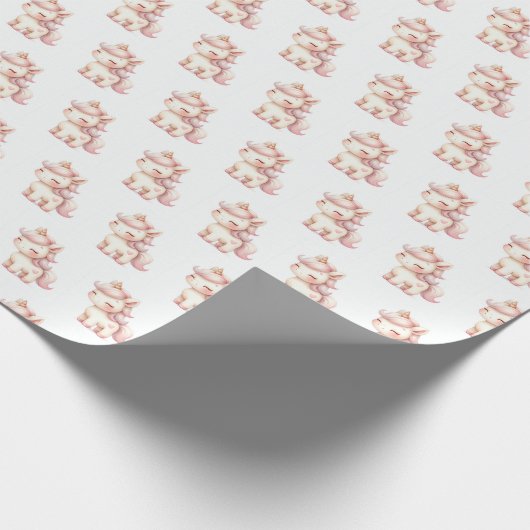 Schattige pasteleenhoornpatroon cadeaupapier (Hoek)