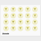 Schattige pastelgeel gingham Baby shower Ronde Sticker (Vel)