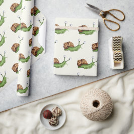 Schattige pastelgeel slakkenpatroon cadeaupapier