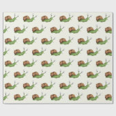 Schattige pastelgeel slakkenpatroon cadeaupapier (Vlak)