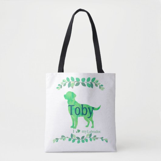 Schattige Pastelgroene Labrador | Aangepaste Naam Tote Bag (Voorkant)