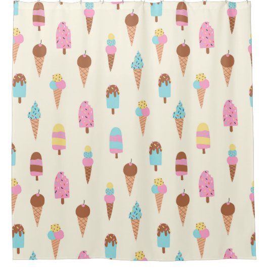 Schattige pastelijs snoeppatroon douchegordijn (Voorkant)