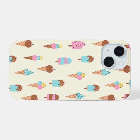 Schattige pastelijs snoeppatroon iPhone 15 case (Achterkant horizontaal)