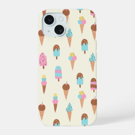 Schattige pastelijs snoeppatroon iPhone 15 case (Achterkant)