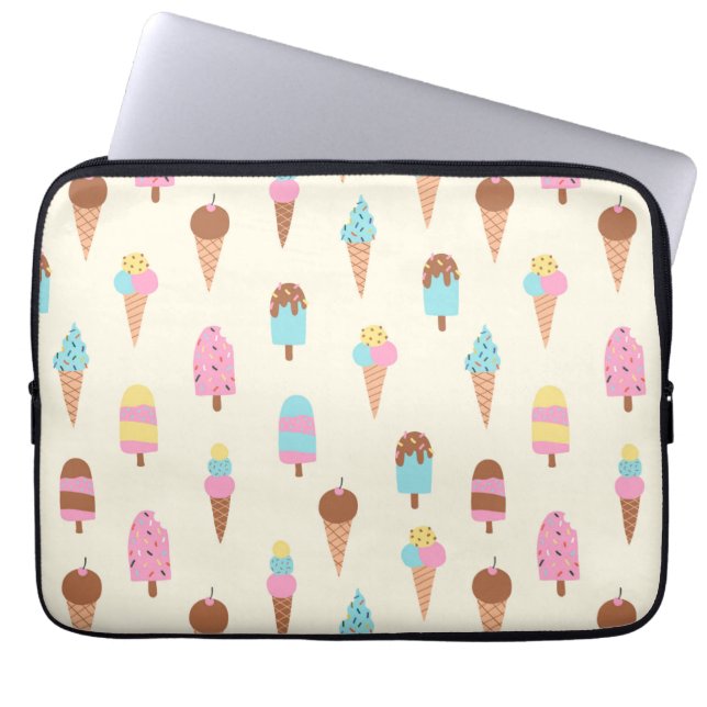 Schattige pastelijs snoeppatroon laptop sleeve (Voorkant)